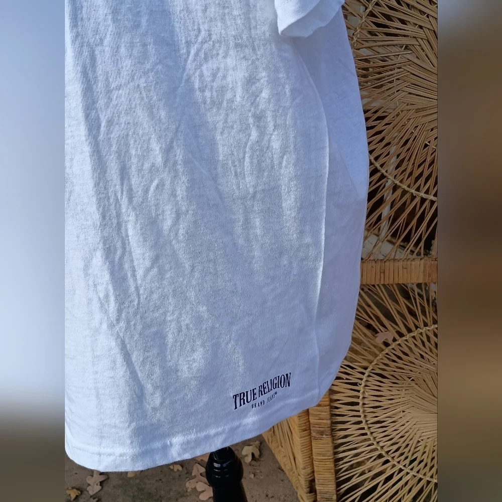 True Religion White T-Shirt with Black Logo_XL